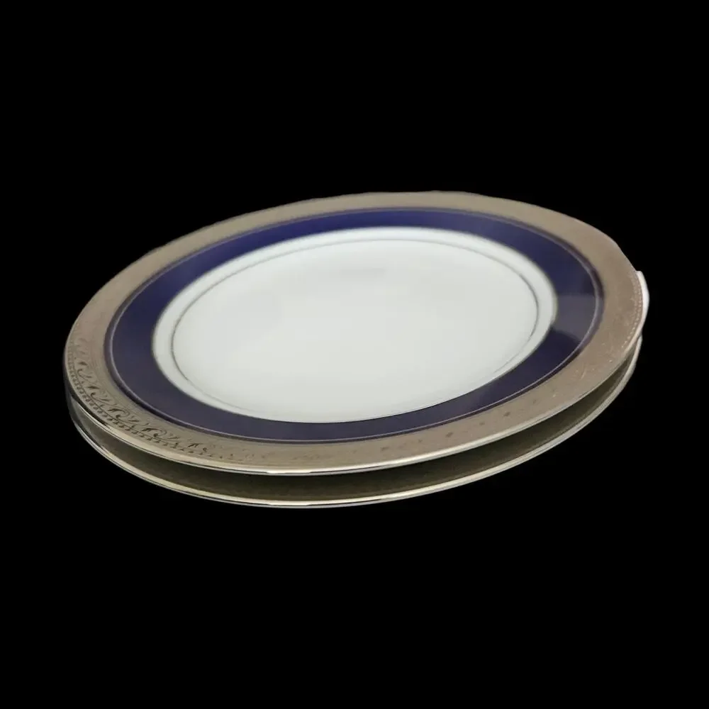 Noritake Crestwood Cobalt Platinum Dessert Plates Set of 2 Legendary China